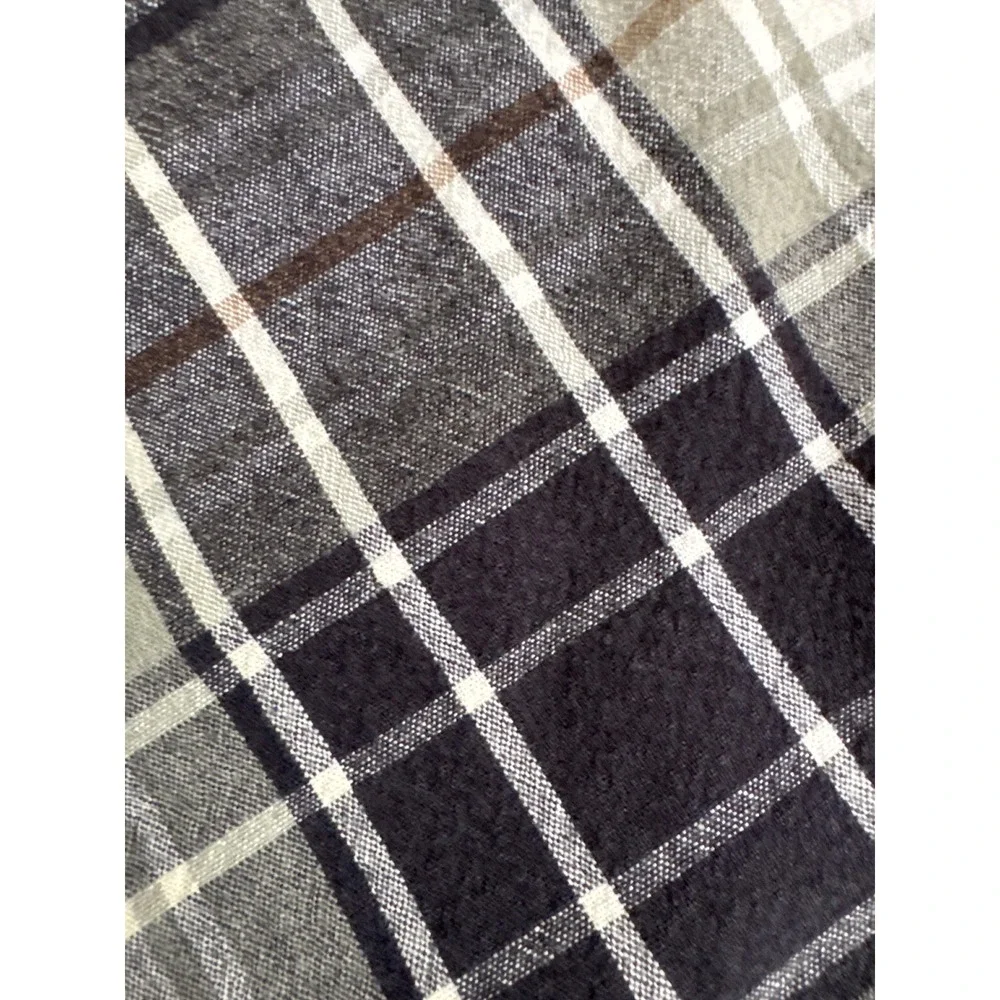 Flannel from Portugal California King Pillowcase Set 100 Cotton Grey Plaid 2pc